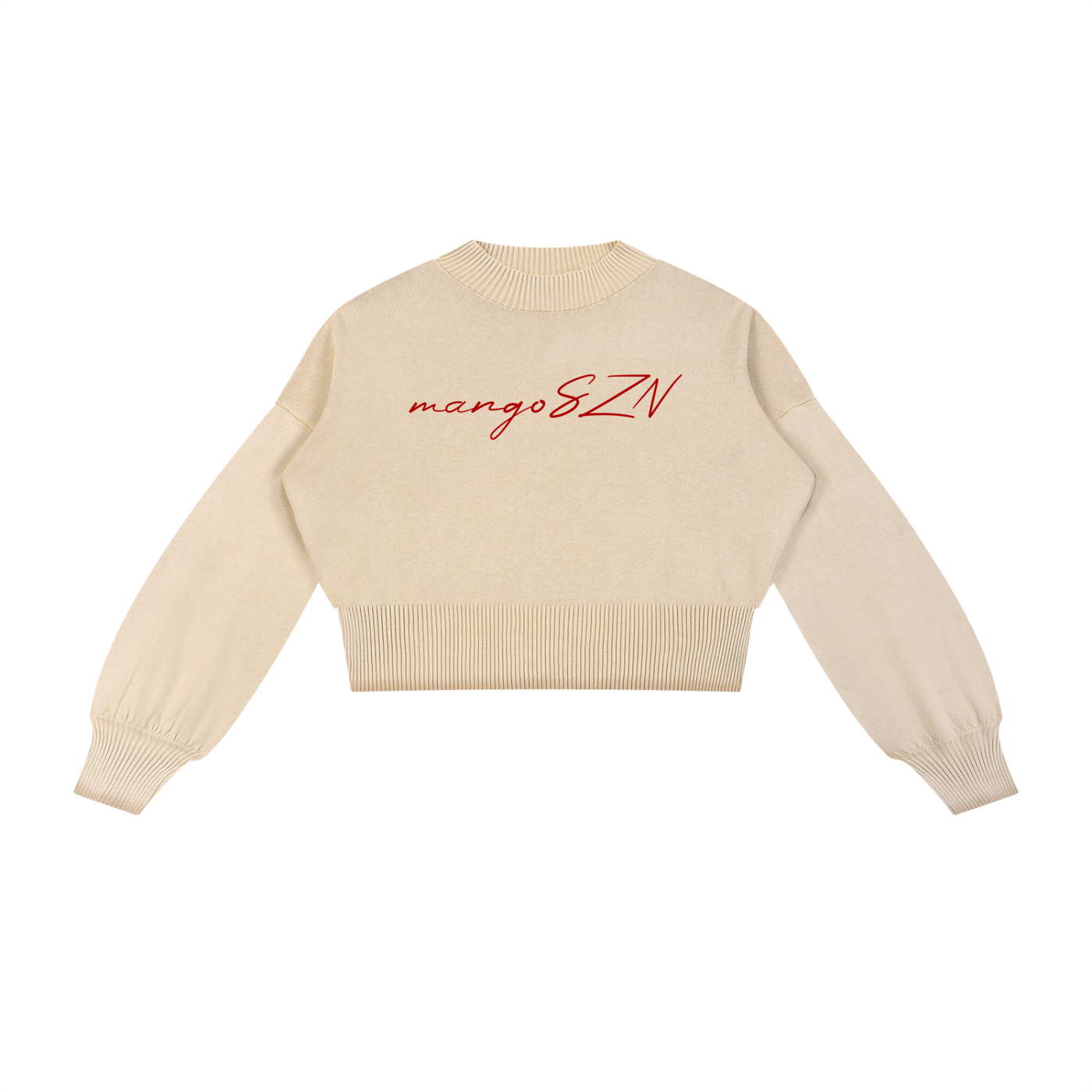 Mineral Wash Balloon Sleeve Cropped Sweater