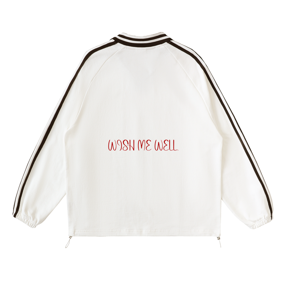 Contrast Striped Lapel Collar Sweatshirt