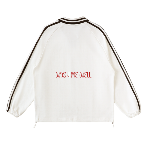 Contrast Striped Lapel Collar Sweatshirt