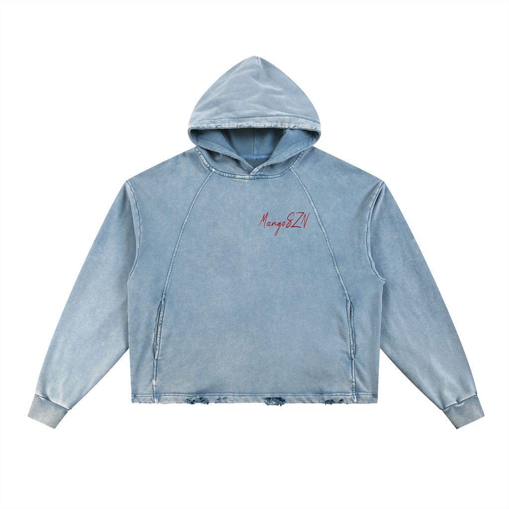 Vintage Washed Frayed-Hem Hoodie
